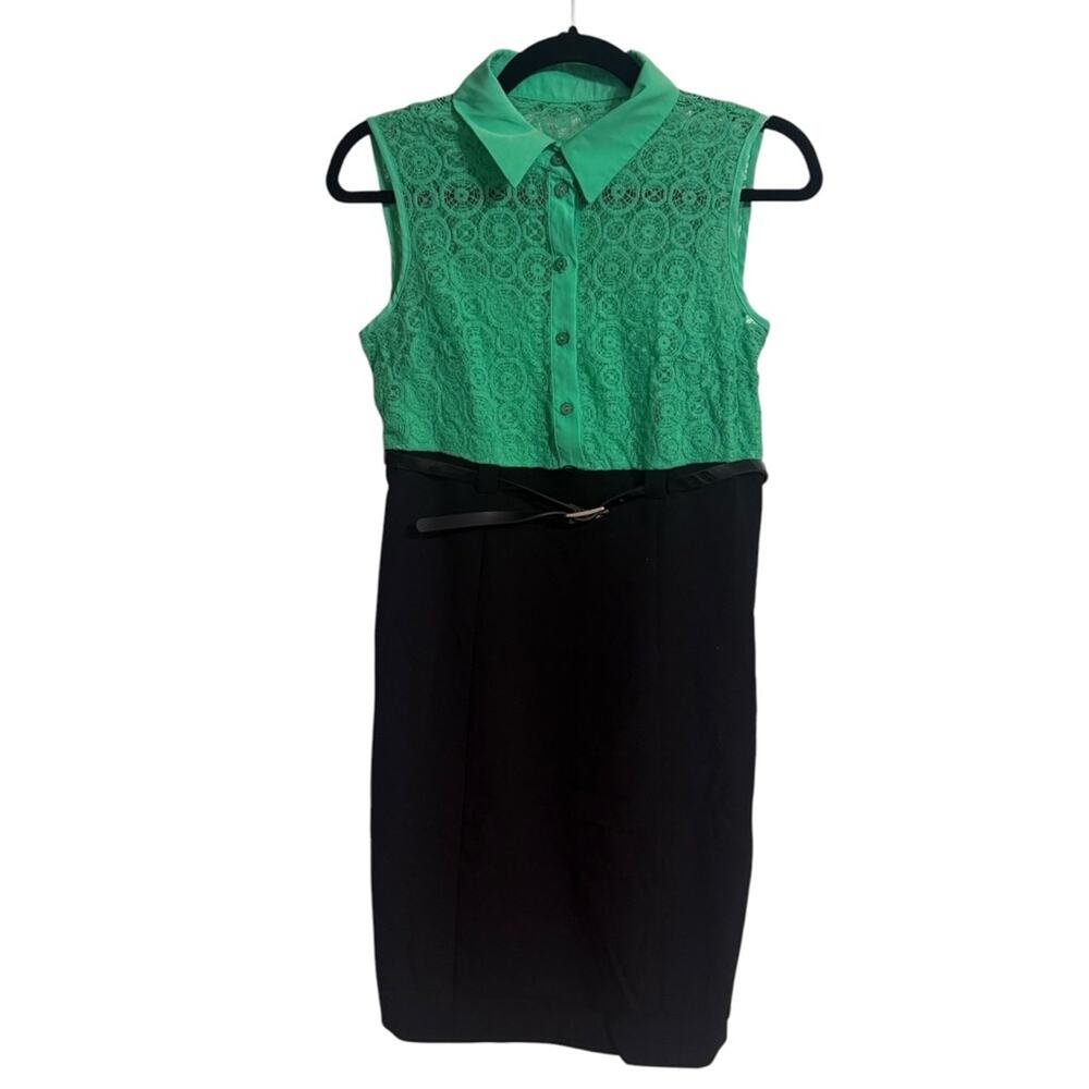 Dressbarn Pencil Dress Women's Slim Fit Green Black Size 6